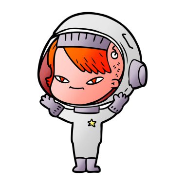 vektör çizim karikatür astronot kadın