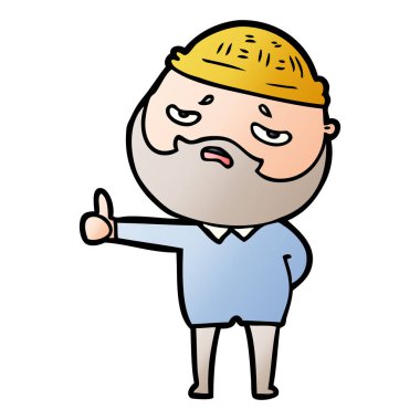 Sakallı endişeli adam çizgi film