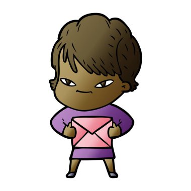 vektör çizim karikatür mutlu kadın