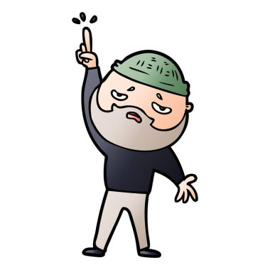 Sakallı endişeli adam çizgi film