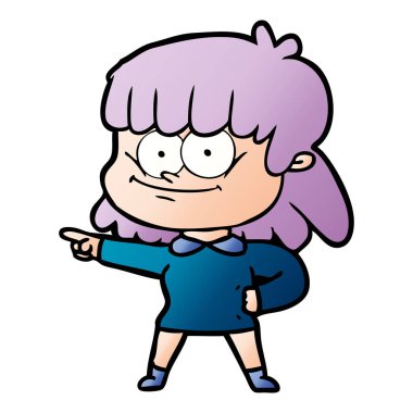 vektör çizim karikatür kız gülümseyerek