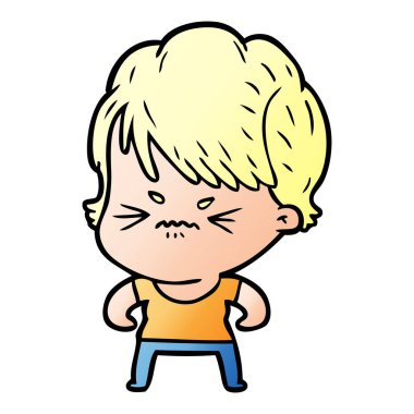 Çizgi filmdeki kadının vektör çizimi