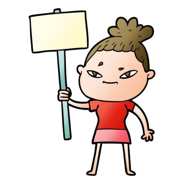 Çizgi filmdeki kadının vektör çizimi