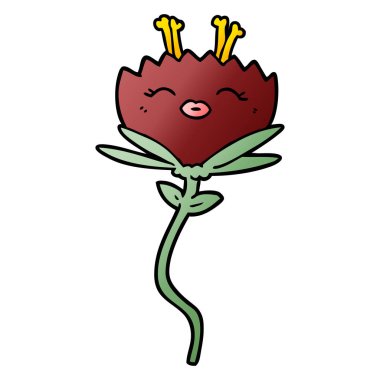 mutlu karikatür çiçek vektör çizim