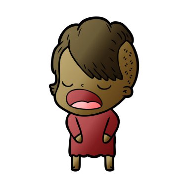 konuşuyor karikatür serin hippi kız