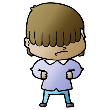 dağınık saçlı çocuk çizgi film