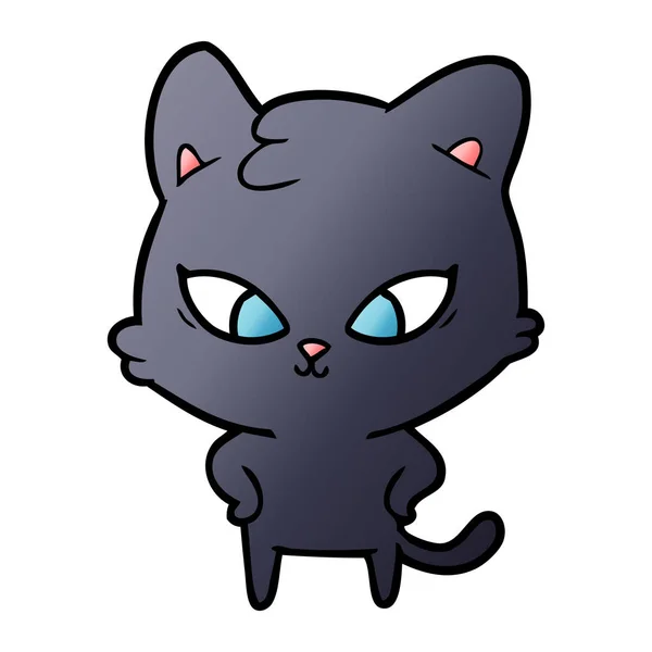 Vector Illustration Cute Cartoon Cat — Stock Vector