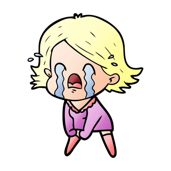 卡通女性哭泣的媒介例证 — 图库矢量图片