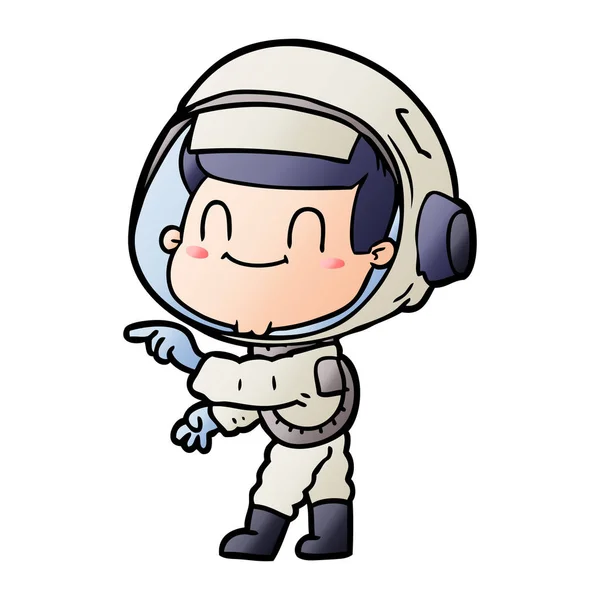 Mutlu Karikatür Astronot Adam — Stok Vektör