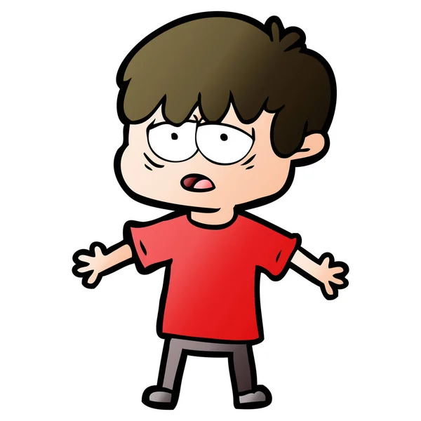 Vectorillustratie Van Cartoon Uitgeput Jongen — Stockvector