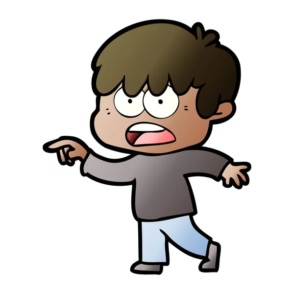 Vectorillustratie Van Bezorgd Cartoon Jongen — Stockvector