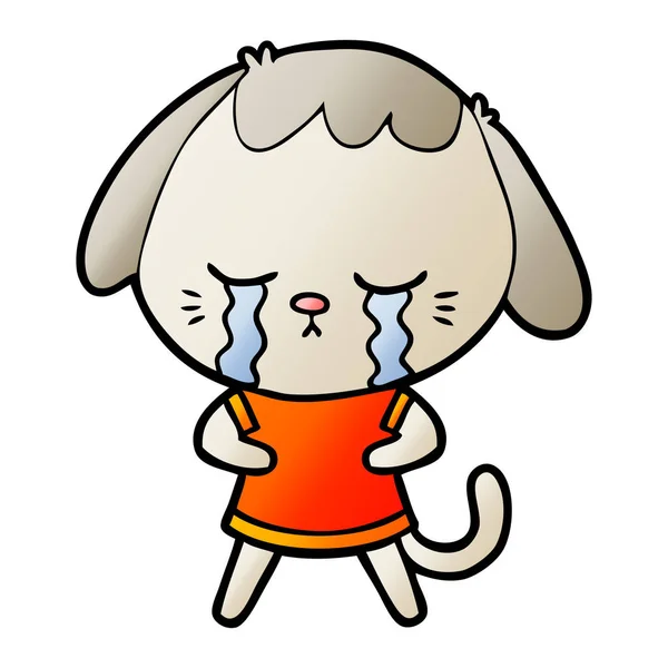 Lindo Cachorro Llorando Dibujos Animados — Vector de stock