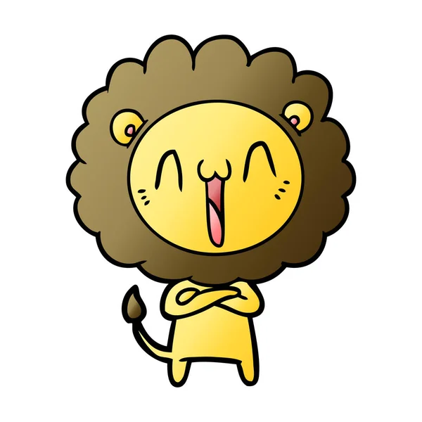 Illustration Vectorielle Lion Dessin Animé Heureux — Image vectorielle