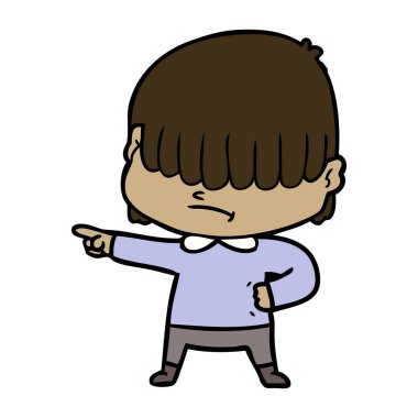 dağınık saçlı çocuk çizgi film