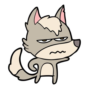 vektör çizim karikatür rahatsız kurt