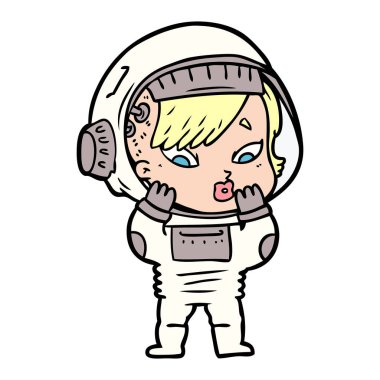 vektör çizim karikatür astronot kadın