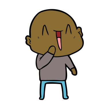 mutlu karikatür kel adam