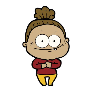 karikatür mutlu yaşlı kadın