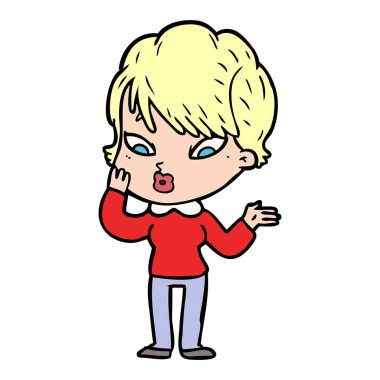 Çizgi filmdeki kadının vektör çizimi