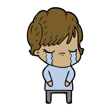 vektör çizim karikatür kadının ağladığını