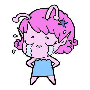 ağlayan uzaylı kız çizgi film