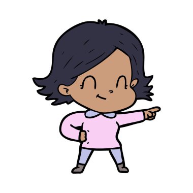 vektör çizim karikatür dostça kız