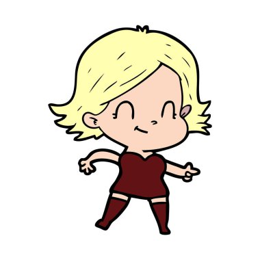 vektör çizim karikatür dostça kız