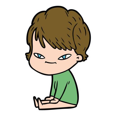 vektör çizim karikatür mutlu kadın