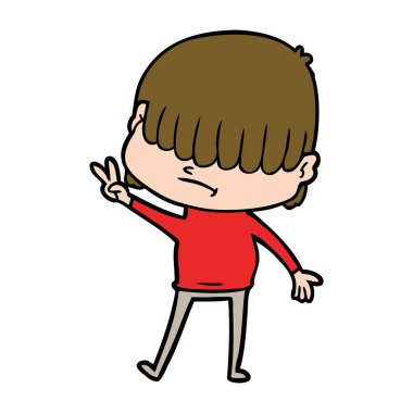 dağınık saçlı çocuk çizgi film