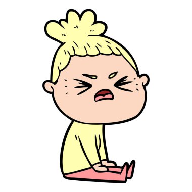 vektör çizim karikatür kızgın kadın