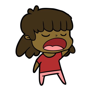 yüksek sesle konuşuyor karikatür kadın