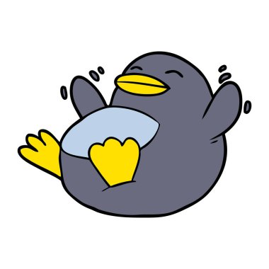 mutlu karikatür penguen vektör çizim