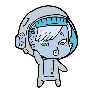vektör çizim karikatür astronot kadın