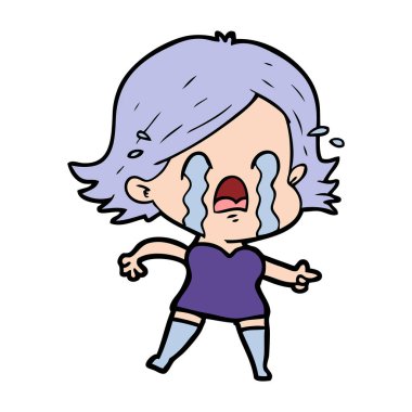vektör çizim karikatür kadının ağladığını