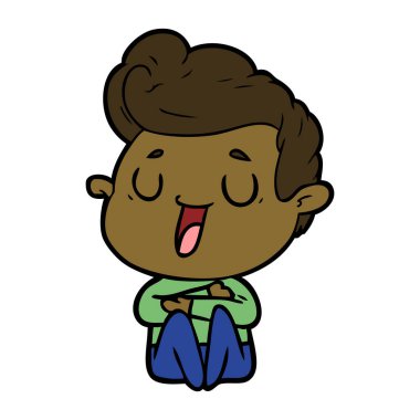 mutlu çizgi film adam vektör çizim