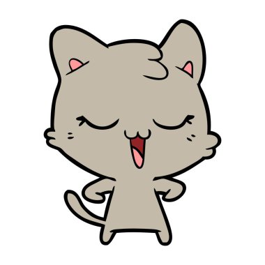 vektör çizim karikatür mutlu kedi