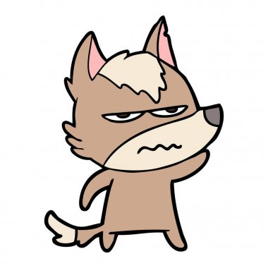 vektör çizim karikatür rahatsız kurt