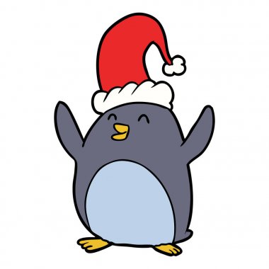 mutlu karikatür penguen vektör çizim