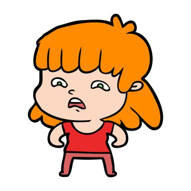 vektör çizim karikatür endişeli kadın