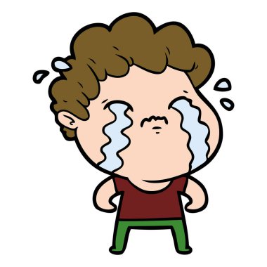 vektör çizim karikatür adam ağlıyor