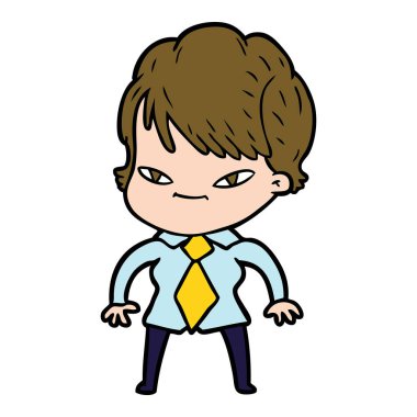 vektör çizim karikatür mutlu kadın