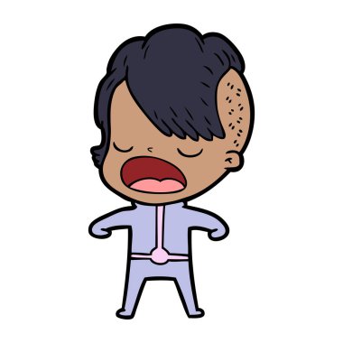 konuşuyor karikatür serin hippi kız