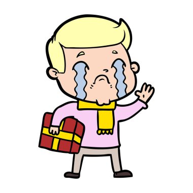 vektör çizim karikatür adam ağlıyor