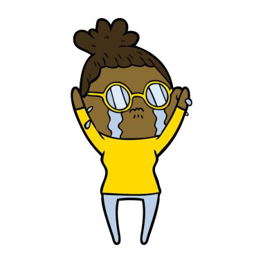 çizgi film ağlayan kadın gözlük takıyor