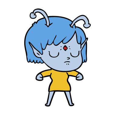 vektör çizim karikatür uzaylı kız