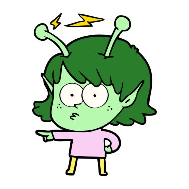 vektör çizim karikatür uzaylı kız