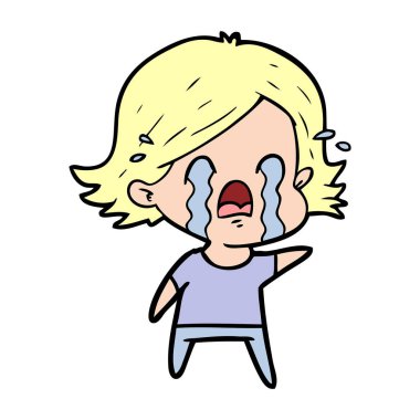 vektör çizim karikatür kadının ağladığını