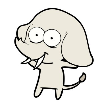 mutlu çizgi film fil vektör çizim