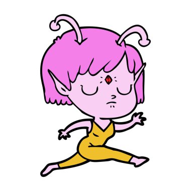 vektör çizim karikatür uzaylı kız