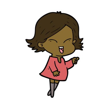 mutlu çizgi film kız vektör çizim